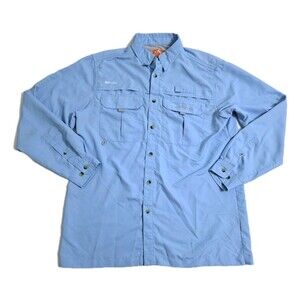 Habit Shirt Mens Medium Roll Up Long Sleeve Vented Fishing Blue Boating Trail